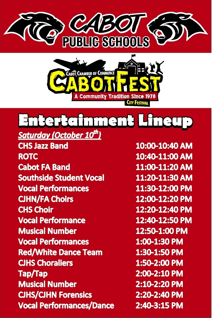 Cabot Fest 2024 Schedule Kacy Sallie