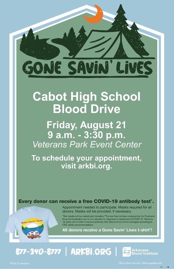 Cabot High School Blood Drive — Friday, August 21st